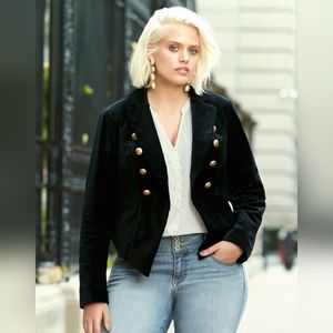 Black Velvet Torrid Blazer Jacket Military Style
